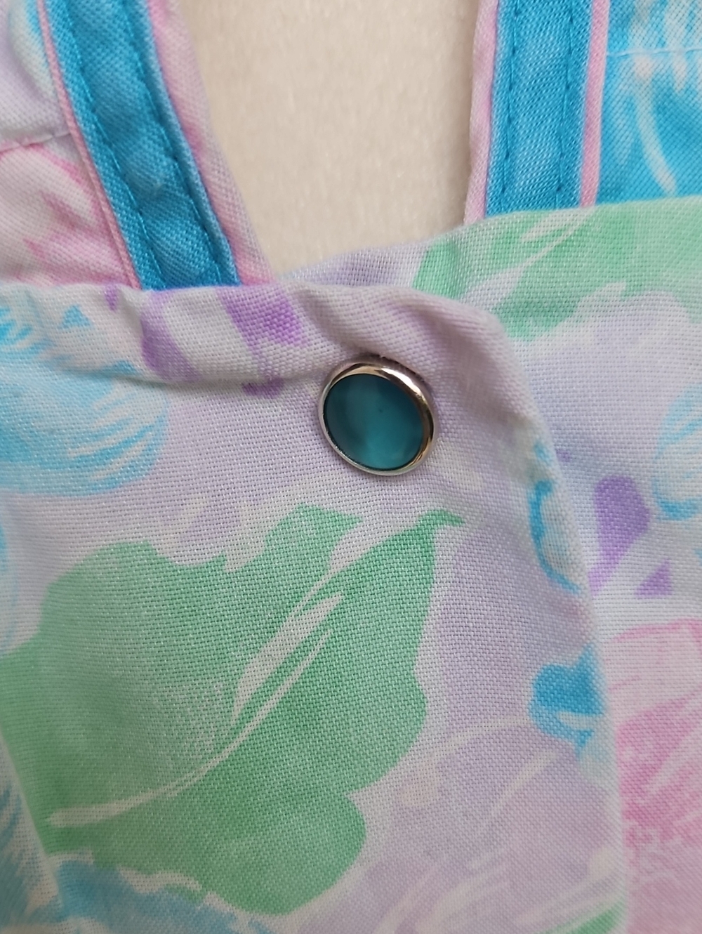 Vintage Floral Housecoat Nightgown Pearl Snap Buttons & Pockets Mumu Robe - Picture 3 of 7